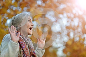 Portrait of a happy beautifil elderly woman posing