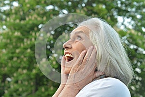 Portrait of a happy beautifil elderly woman posing