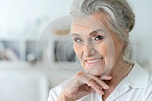 Portrait of happy beautiful senior woman posing