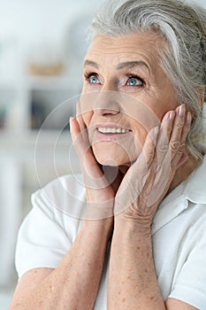 Portrait of happy beautiful senior woman posing