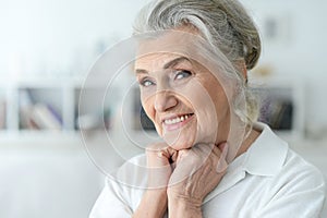 Portrait of happy beautiful senior woman posing