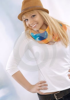 Portrait of a happy beautiful young blond woman
