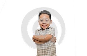 Portrait of happy children on white background.