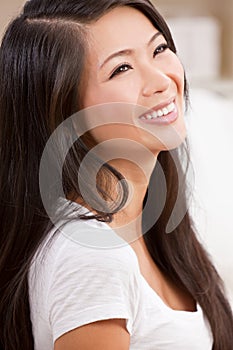 Portrait Of A Happy Chinese Oriential Asian Beautiful Woman