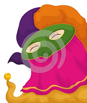 Portrait of happy and colorful Monocuco in the Barranquilla`s Carnival, Vector illustration photo