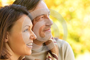 Portrait of a happy couple posing in park