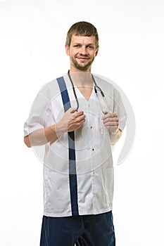 Portrait of a happy doctor isolated on white background