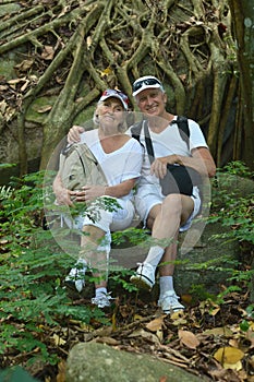 Portrait of a happy elderly couple resting