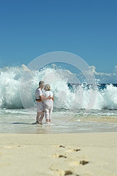 Portrait of a happy elderly couple resting