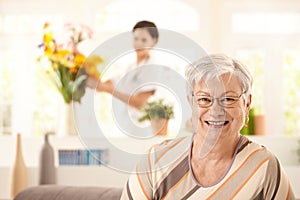 Portrait of happy elderly woman