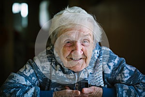 Portrait of a happy elderly woman close-up.