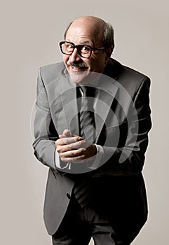 Portrait of happy and excited senior mature business man on his