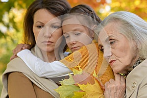 Portrait of Happy family in autumn park