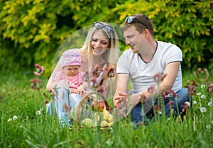 Portrait Of Happy Family In Garden