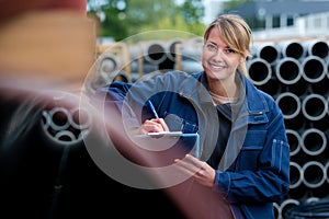 portrait happy female engineer