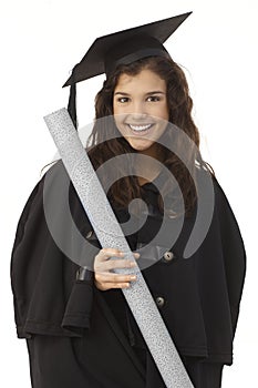 Portrait of happy female graduate