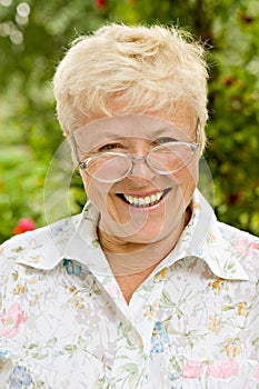 Portrait of the happy grandmother