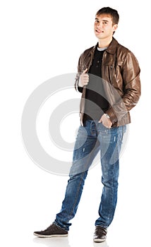 portrait of happy handsome young man isolated on white background