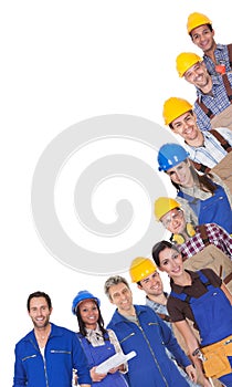 Portrait of happy industrial workers