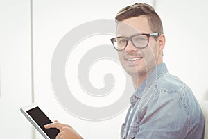 Portrait of happy man wearing eyeglasses