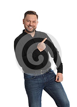 Portrait of happy mature man on white