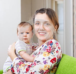 Portrait of happy mother with 3 month baby i