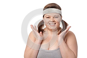 Portrait of happy overweight woman smiling