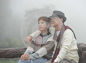 Portrait of happy romantic senior couples