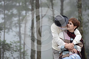 Portrait of happy romantic senior couples