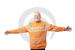 Portrait of happy senior man arms outstretched