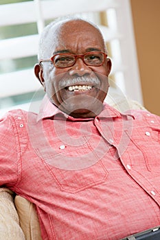 Portrait Of Happy Senior Man At Home