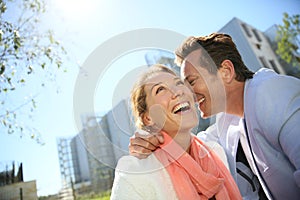 Portrait of happy smiling couple outdoors