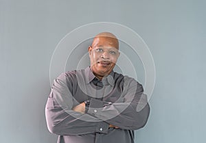 Portrait of happy smiling senior old elderly business Black African American man person standing isolated in fashion design