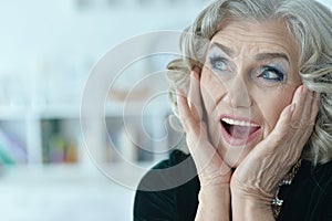 Portrait of happy smiling senior woman posing