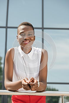 portrait of happy stylish african american businesswoman