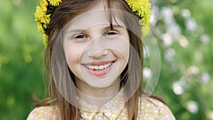 Portrait of happy teen girl open her eyes a dream. Woman daughter silhouette dream of a happy childhood. Free face open