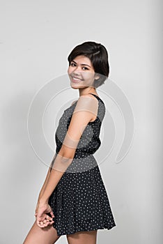 Portrait of happy young beautiful teenage girl smiling