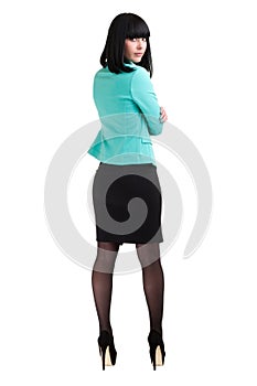 Portrait of happy young business woman isolated on