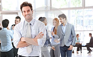 Portrait of happy young businessman