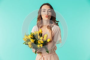 Portrait of a happy young girl in dress