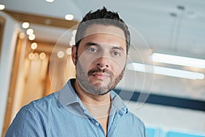 Portrait Of Happy Young Manager Business Man Smiling At Work