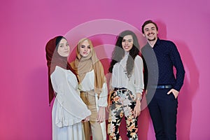 Portrait of happy young muslims representing Ramadan concept