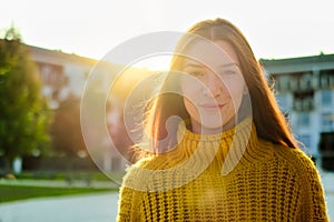 Portrait Of Happy Young Redhead Woman Smiling