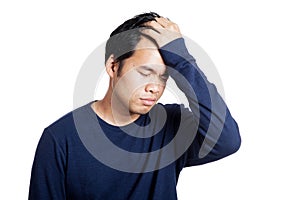 Portrait of headache Asian man