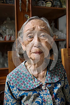 Portrait of healthy 85 years old Southeast Asian elderly woman