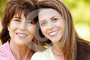 Portrait Hispanic mother and adult daughter