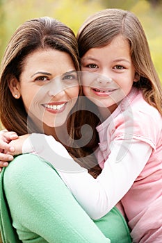 Portrait Hispanic mother and daughter