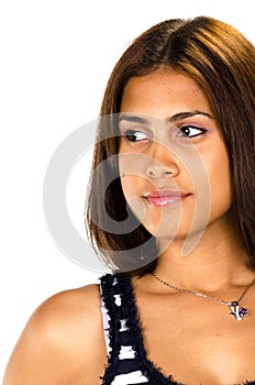 Portrait of hispanic woman looking serious