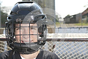 A Portrait of hockey ball player with hockey stick