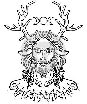 Portrait of horned god Cernunnos.